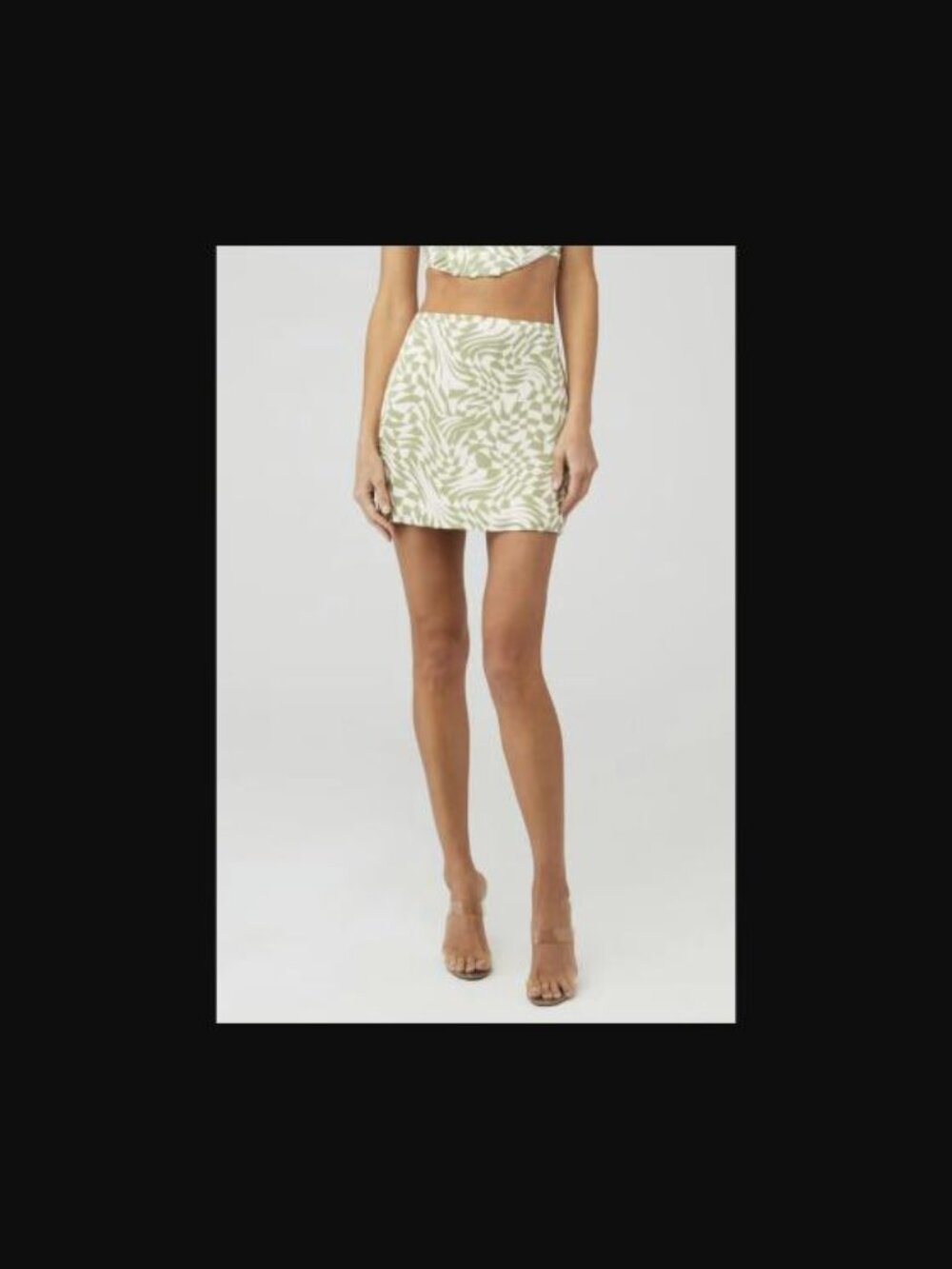 For Love & Lemons Aiko Mini Skirt Green Swirl Print XS